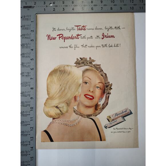 1946 Pepsodent Print Ad Beautiful Woman Mirror Reflection Toothpaste Ephemera - Picture 3 of 7